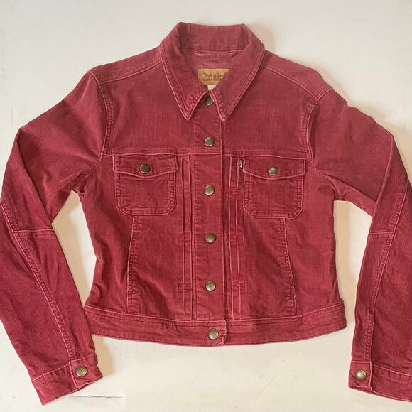 Levi’s Women’s Corduroy Trucker Jacket Sz M Wine Maroon 90s Y2K Retro Classic - Picture 1 of 10